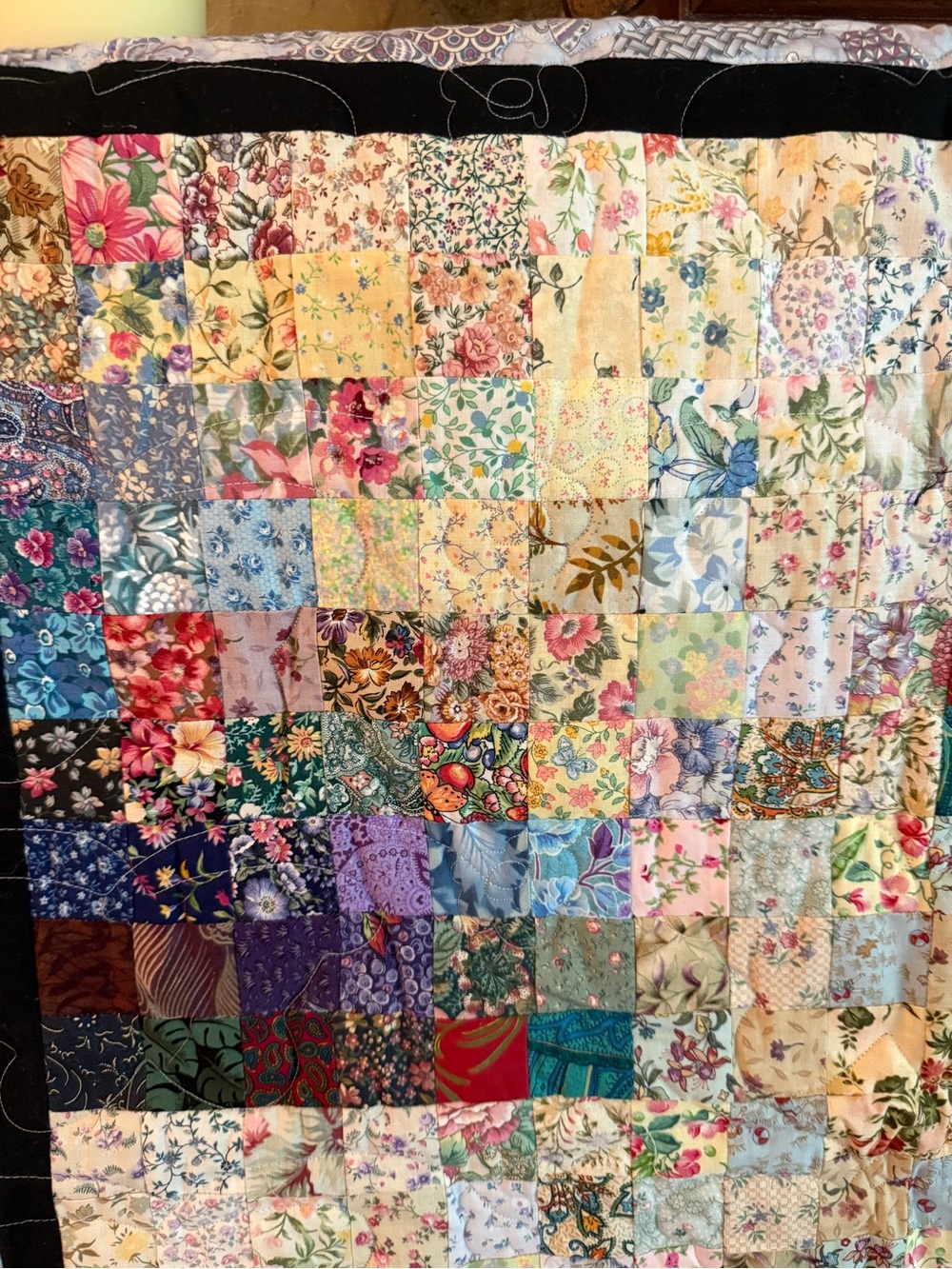 Floral Patchwork Quilted Wall Hanging 35x36 - Picture 2 of 9